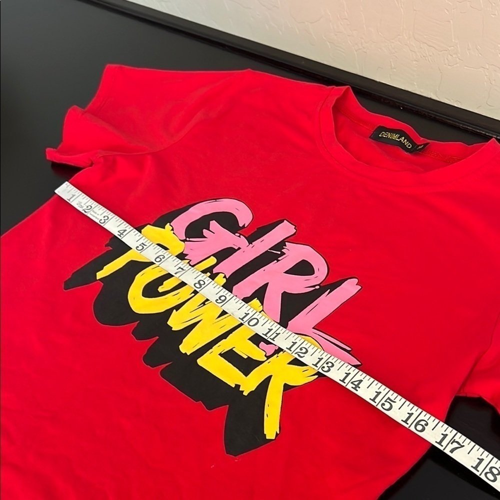 Women's DenimLand Girl Power graphic Tee red size M - Picture 5 of 8